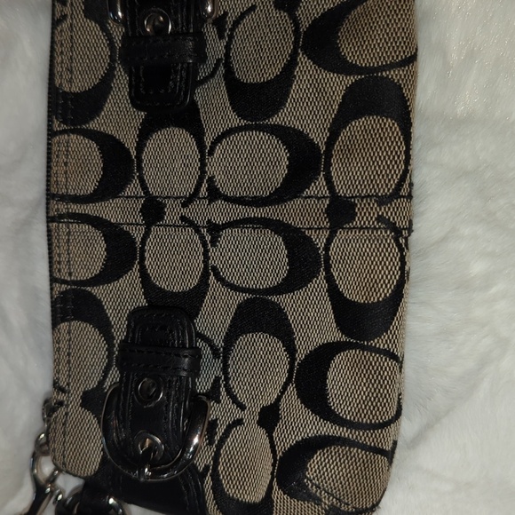 Coach Signature Black and Tan Clutch Wristlet - Picture 3 of 12